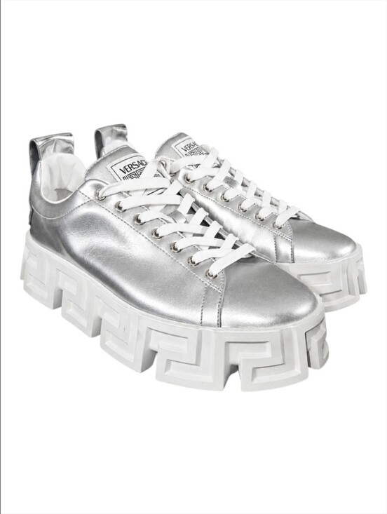 Versace Other - VERSACE | Metallic Silver Greca Platform Chunky Sneakers EU 44 US 11